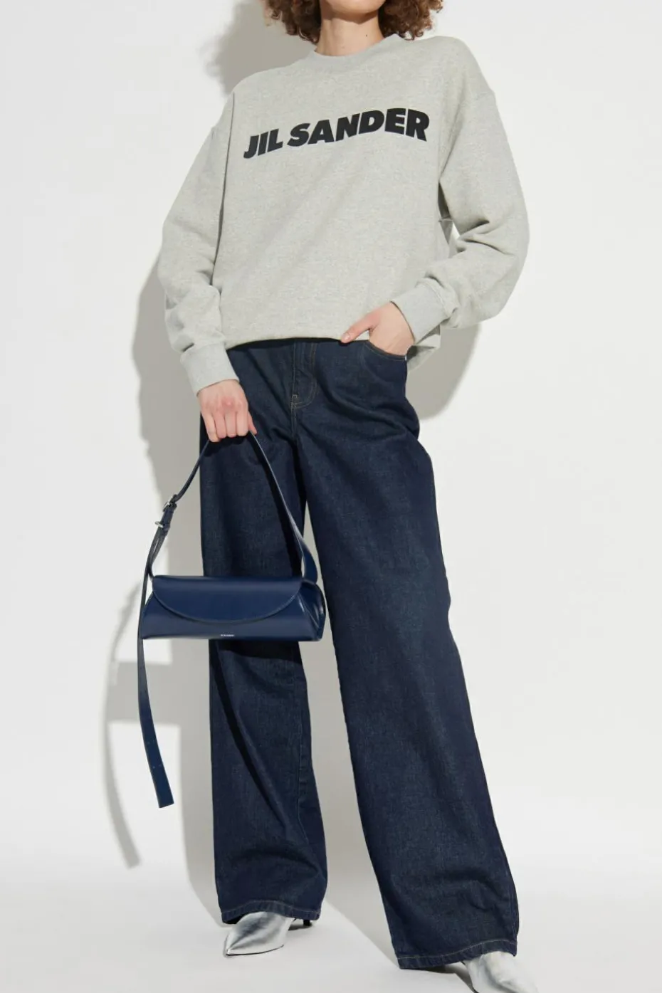JIL SANDER SZARY Bluza z logo