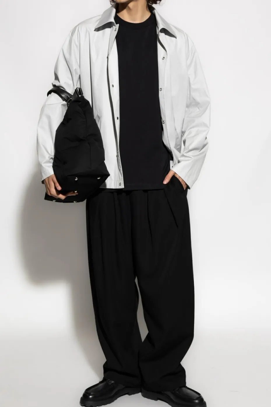 JIL SANDER SZARY Kurtka z logo