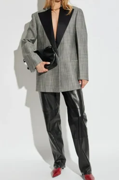 JIL SANDER SZARY Marynarka z jedwabnym wykończeniem