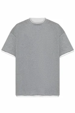 JIL SANDER SZARY T-shirt z nadrukiem