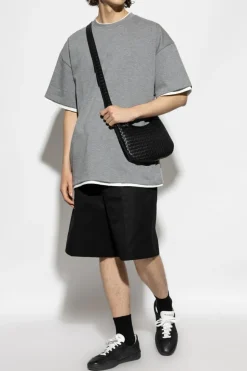 JIL SANDER SZARY T-shirt z nadrukiem