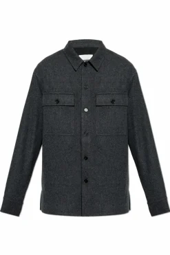 JIL SANDER+ SZARY Wełniana kurtka