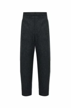 JIL SANDER+ SZARY Wełniane spodnie
