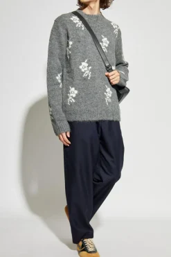 JIL SANDER SZARY Wełniany sweter