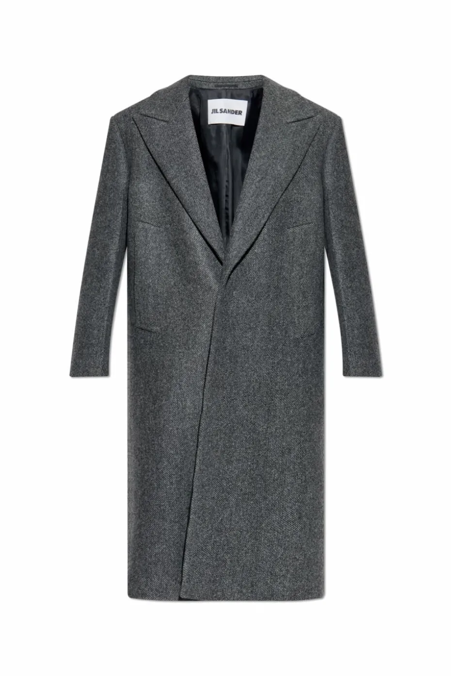 JIL SANDER SZARY Wełniany płaszcz