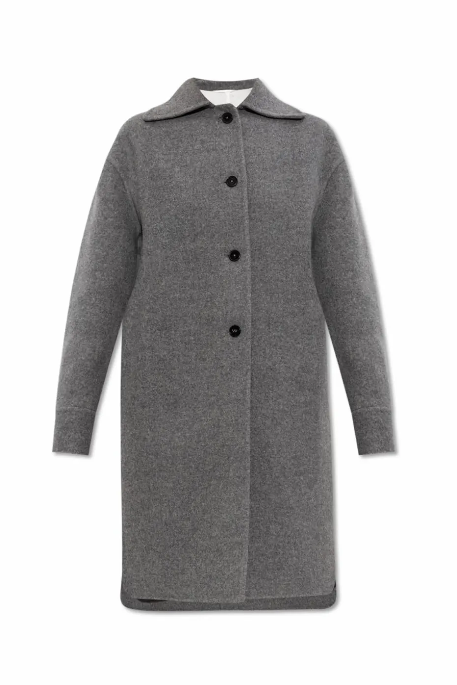 JIL SANDER SZARY Wełniany płaszcz