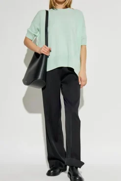JIL SANDER ZIELONY Kaszmirowy sweter