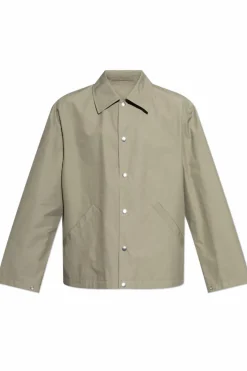 JIL SANDER ZIELONY Kurtka z kołnierzem