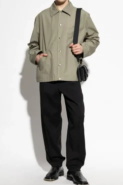 JIL SANDER ZIELONY Kurtka z kołnierzem