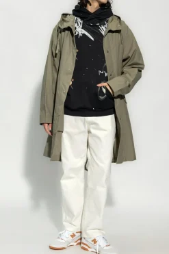 JIL SANDER ZIELONY Płaszcz z kapturem
