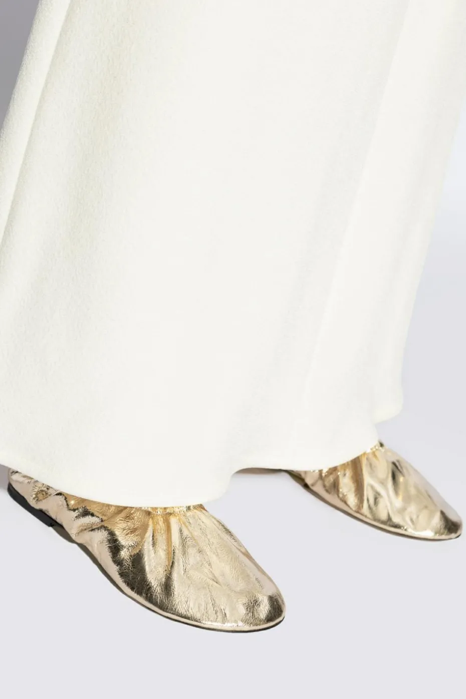 JIL SANDER ZŁOTY Skórzane baleriny