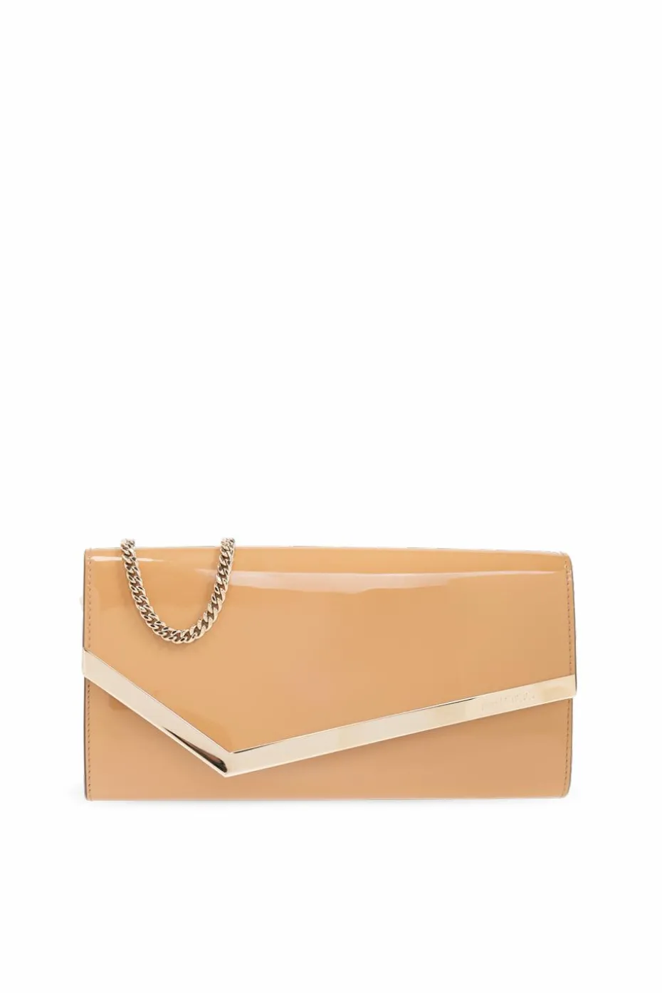 Jimmy Choo beżowy Lakierowana kopertówka ‘Emmie’