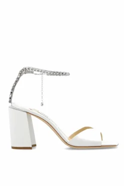 Jimmy Choo BIAŁY Satynowe sandały na platformie ‘Saeda’