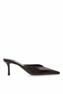 Jimmy Choo BRĄZOWY Klapki na obcasie `Vivi`