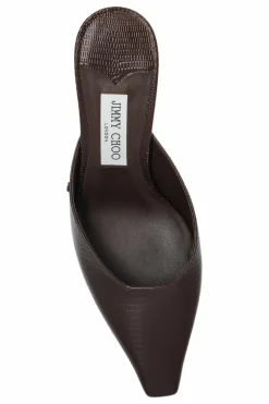 Jimmy Choo BRĄZOWY Klapki na obcasie `Vivi`
