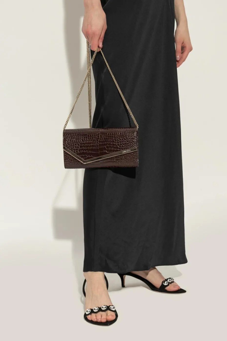 Jimmy Choo BRĄZOWY Kopertówka `Emmie`