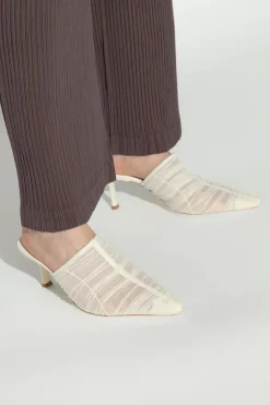 Jimmy Choo kremowy Klapki na obcasie `Lotta`