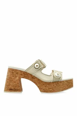 Jimmy Choo kremowy Klapki `Fayence` na platformie