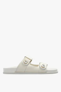 Jimmy Choo kremowy Skórzane klapki ‘Fayence’