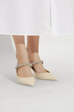 Jimmy Choo kremowy Skórzane klapki ‘Bing’