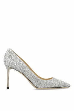 Jimmy Choo SREBRNY Brokatowe buty na obcasie ‘Romy’