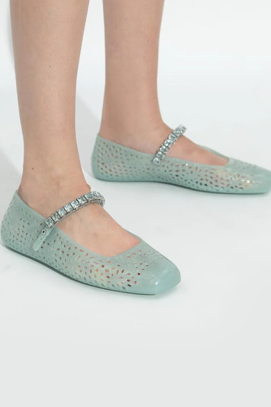 Jimmy Choo ZIELONY Baleriny `The Jelly`