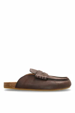 JW Anderson BRĄZOWY Skórzane klapki