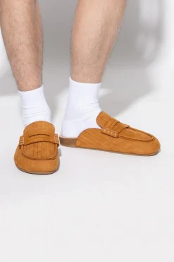 JW Anderson BRĄZOWY Skórzane klapki