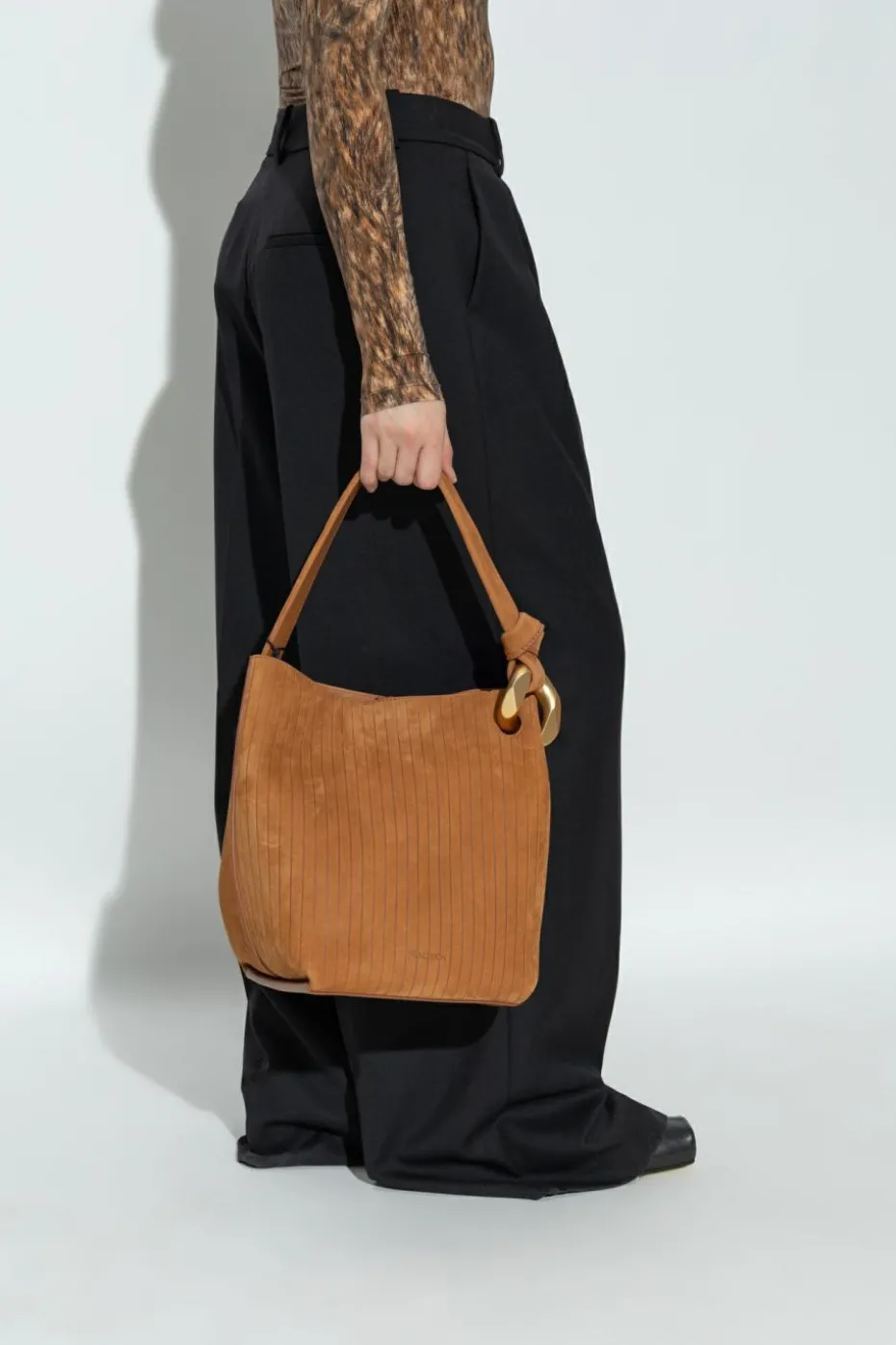 JW Anderson BRĄZOWY Torba na ramię `Corner` typu `bucket`