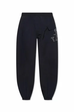 JW Anderson CZARNY Ortalionowe spodnie z logo