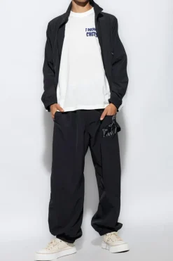 JW Anderson CZARNY Ortalionowe spodnie z logo