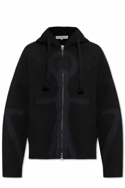 JW Anderson GRANATOWY Wełniany kardigan