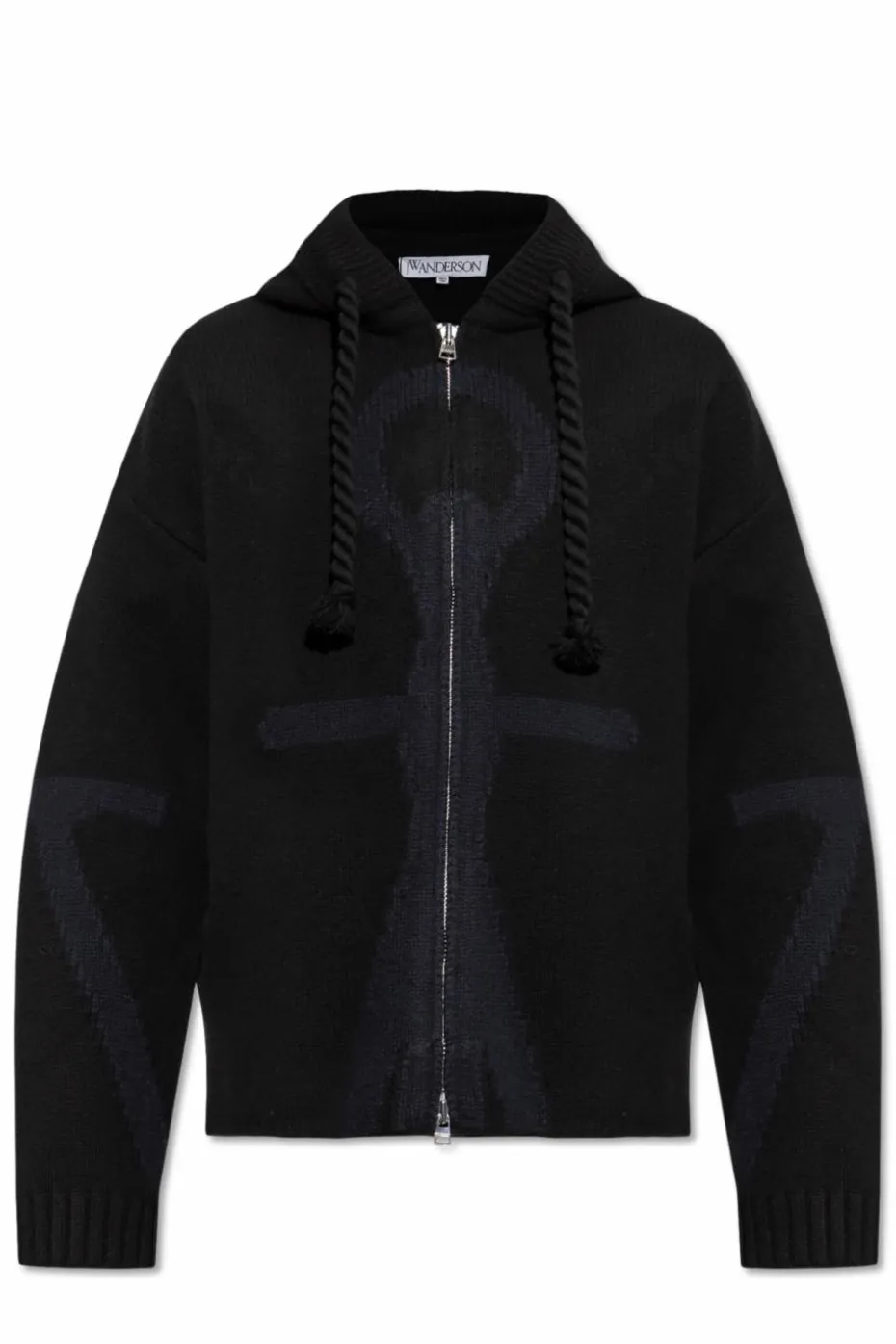 JW Anderson GRANATOWY Wełniany kardigan