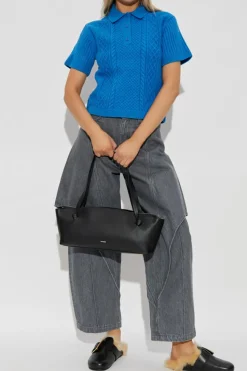 JW Anderson NIEBIESKI Top z kołnierzem