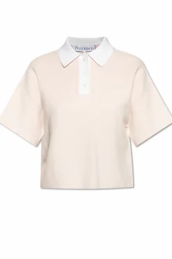 JW Anderson RÓŻOWY Polo z kaszmirowym wykończeniem