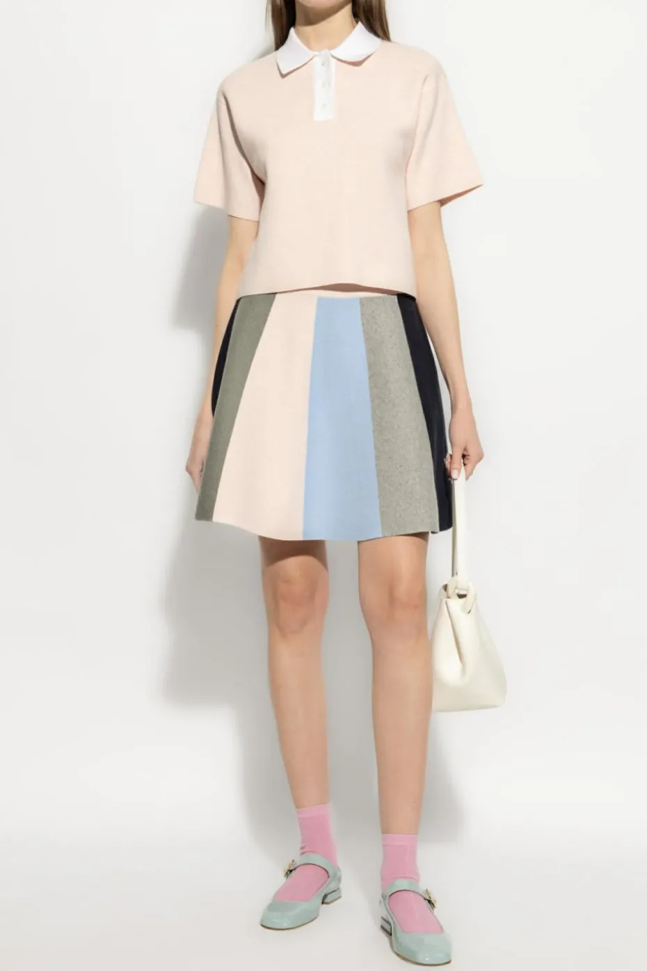 JW Anderson RÓŻOWY Polo z kaszmirowym wykończeniem
