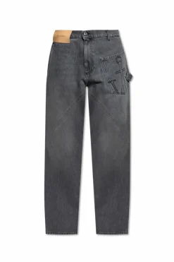 JW Anderson SZARY Jeansy z wyszytym logo