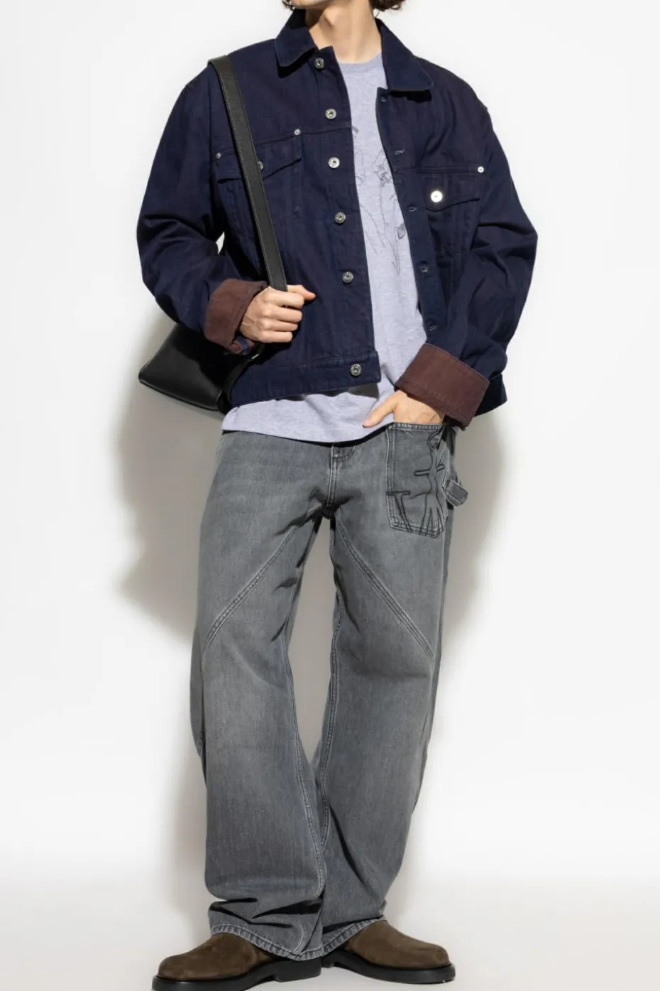 JW Anderson SZARY Jeansy z wyszytym logo