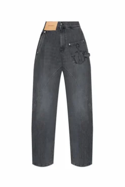 JW Anderson SZARY Jeansy z wyszytym logo