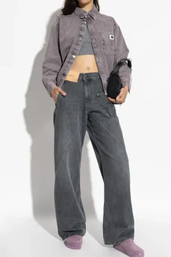 JW Anderson SZARY Jeansy z wyszytym logo