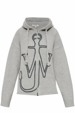 JW Anderson SZARY Wełniany kardigan