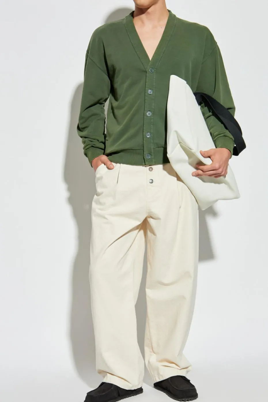 JW Anderson ZIELONY Bawełniany kardigan