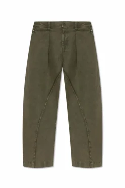 JW Anderson ZIELONY Spodnie z przeszyciem na nogawkach