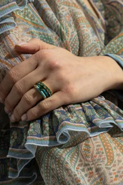 Kate Spade ZIELONY Zestaw trzech pierścionków
