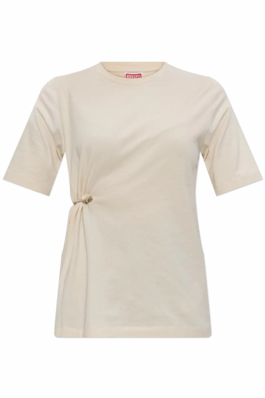 Kenzo beżowy T-shirt z aplikacją