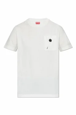 Kenzo BIAŁY T-shirt z kieszenią