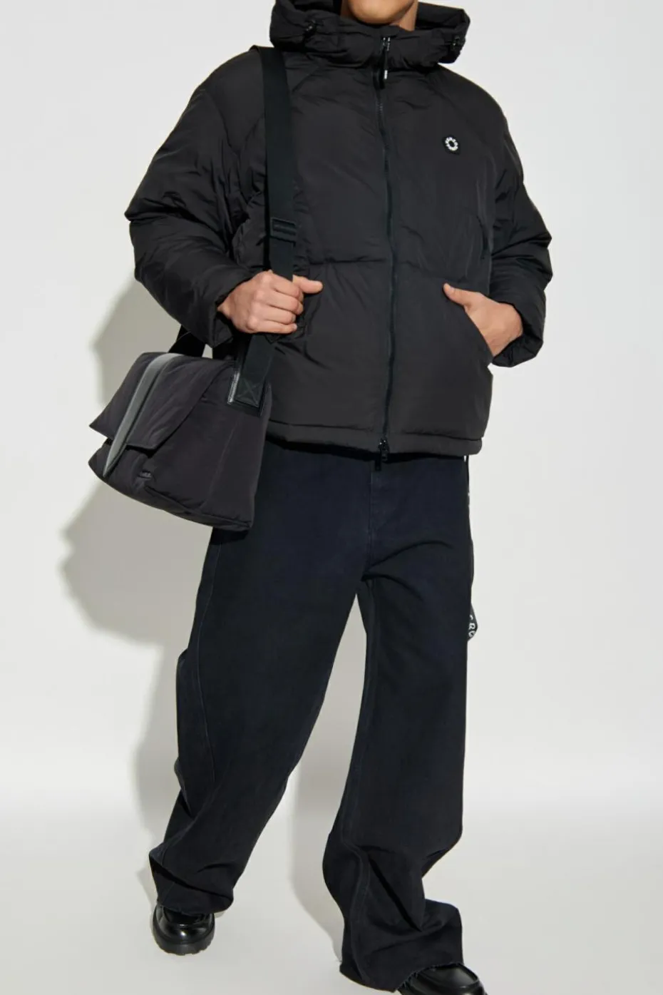 Kenzo CZARNY Puchowa kurtka z logo