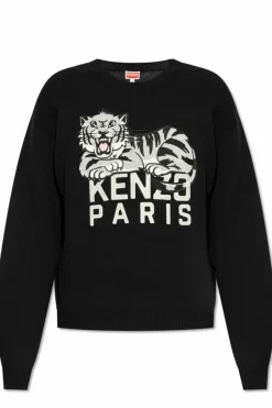 Kenzo CZARNY Sweter z wyszytym logo