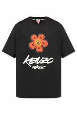 Kenzo CZARNY T-shirt z nadrukowanym logo