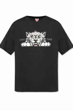 Kenzo CZARNY T-shirt z nadrukowanym logo
